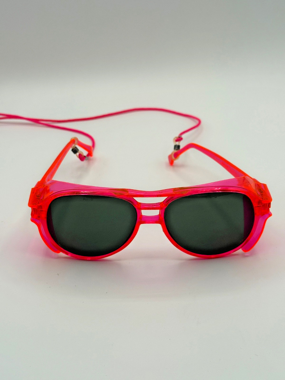 Vintage AO Aerosite Neon Pink Orange Safety Glasses Rave Cyberpunk USA